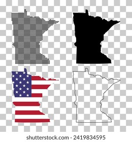 Set of Minnesota map, united states of america. Flat concept symbol vector illustration .