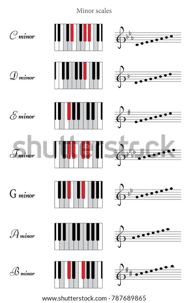 Set Minor Scales C D E Stock Vector Royalty Free
