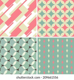 Set of Mint Green Geometric Patterns. Vector illustration.