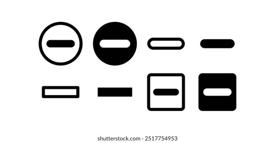 set of minus icon symbol sign vector design black white color simple illustration isolated