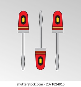 Establecer el destornillador de menos. Herramientas mecánicas. Imagen del vector