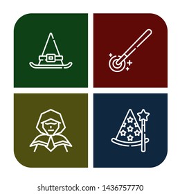 Set of miracle icons such as Witch hat, Magic wand, Wizard , miracle