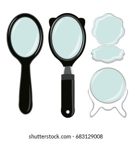 Set mirror's, desk , women's, cosmetic hand mirror. Vector illustration EPS10