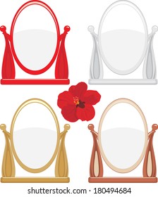 Set of mirrors isolated on the white. Vector