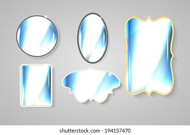 Set of mirrors, vector illustration
