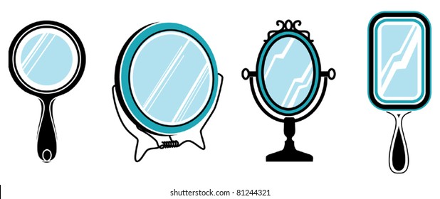  Set of mirrors. Vector illustration.