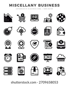 Conjunto de iconos de Miscellany Business. Ilustración vectorial.