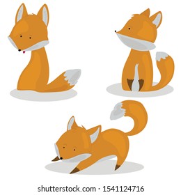 Set of mischievous funny foxes