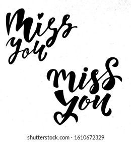 Set Miss You Handlettering Text Design Stock Vector (royalty Free 