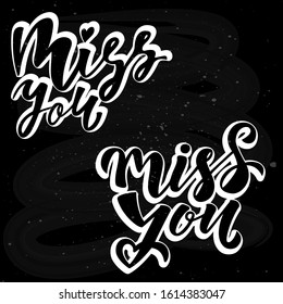 Set Miss You Quote Modern Handlettering Stock Vector (Royalty Free ...