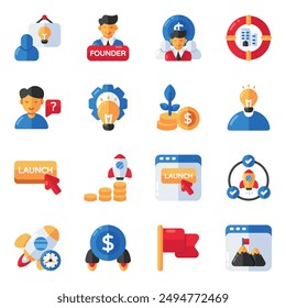 Set of Mission Flat Icons 

