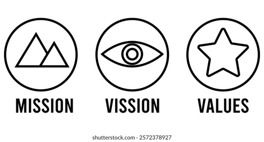 set of mission vision values icon. mission vision values icon vector illustration eps 10. 