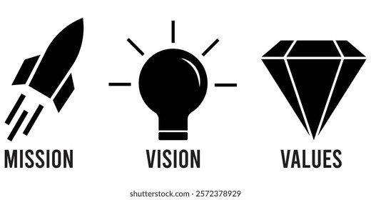 set of mission vision values icon. mission vision values icon vector illustration eps 10. 