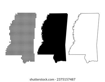 Set of Mississippi map, united states of america. Flat concept icon vector illustration .