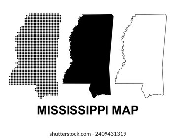 Set of Mississippi map, united states of america. Flat concept icon vector illustration .