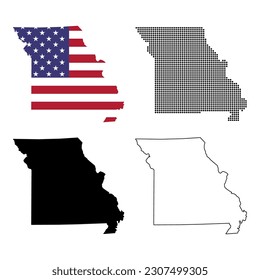 Set of Missouri map, united states of america. Flat concept icon vector illustration .