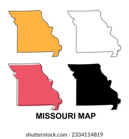 Set of Missouri map, united states of america. Flat concept icon vector illustration .