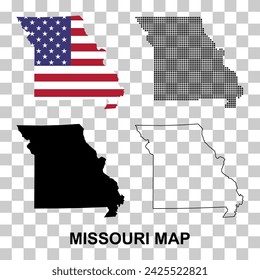 Mapa de Missouri, Estados Unidos de América. Ilustración vectorial de icono de concepto plano .