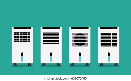 Set of Mist fan in flat style, front view, vector