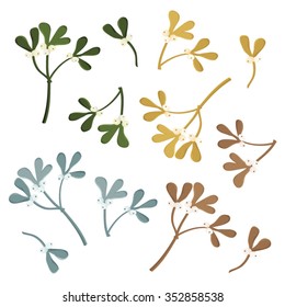 Set of mistletoe - vector illustration