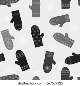 Set mittens.Abstract seamless background