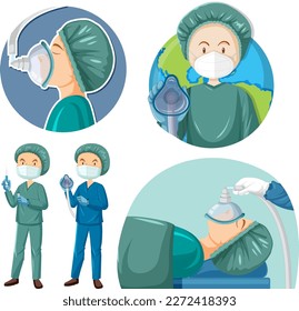 Set of mix anesthesia day illustration