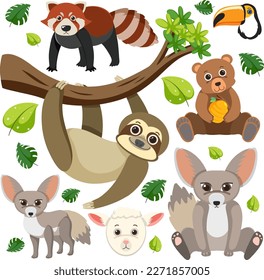 Set of mix animal character illustration