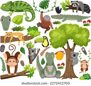 Set of mix animal character illustration