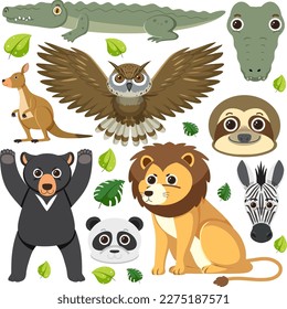 Set of mix animal character illustration