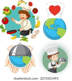 Set of mix cooking day  illustration