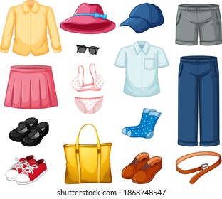 Set of mix outfir isolated illustration