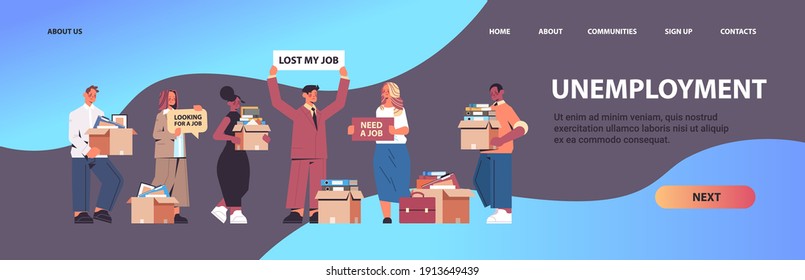 set mix race hr managers holding we are hiring join us posters vacancy open recruitment human resources concept horizontal full length copy space vector illustration