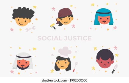 Set mix race people avatars racial equality, social justice, stop discrimination concept, male female cartoon characters portraits collection, black lives matter, arabic, asian,african man and woman.