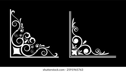 Set of mixed border corners and floral classical decorations