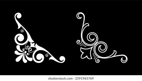 Set of mixed border corners and floral classical decorations