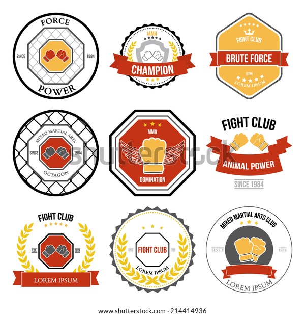 Set Mixed Martial Arts Labels Badges Stock Vector (Royalty Free) 214414936