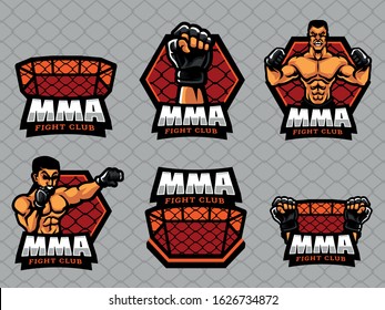 Set of MMA Logo. MMA logo and badge. MMA vector illustration