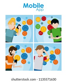 Set of mobile app cards