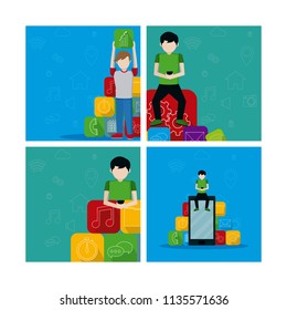 Set of mobile app cards