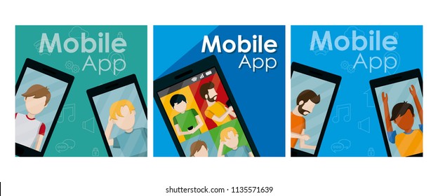 Set of mobile app cards