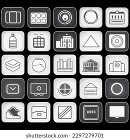 Set of mobile app icons black and white vector user interface
