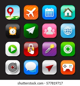 Set of mobile app and social media icons vector eps10