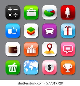 Set of mobile app and social media icons vector eps10