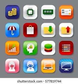 Set of mobile app and social media icons vector eps10