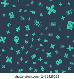 Setzen Sie Mobile Apps, Crossed Lineal und Stift, Front-End-Entwicklung und UI- oder UX-Design auf nahtloses Muster. Vektorgrafik