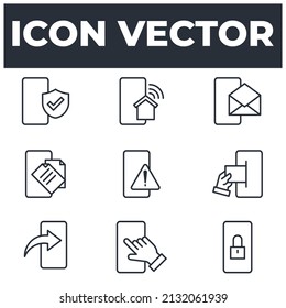 conjunto de aplicaciones móviles o servicios de Smartphone plantilla de símbolos para la colección de diseño gráfico y web ilustración vectorial