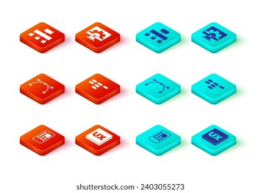 Set Mobile Apps, UI or UX design, Bezier curve, Site map, Web development and  icon. Vector