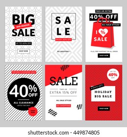 Set of mobile banners for online shopping. Vector illustrations for website and mobile website social media banners, posters, email and newsletter designs, ads, promotional material.