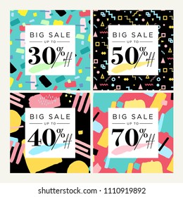 Set of mobile banners. Summer sale. Vector illustration concept for social media banners, marketing material, online advertising.