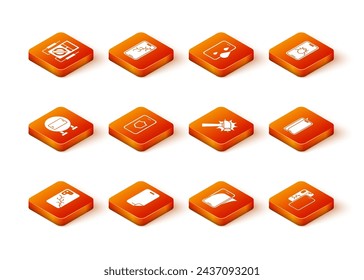 Set Mobile with broken screen, Glass protector, Phone repair service, shield, Hammer,  and  icon. Vector